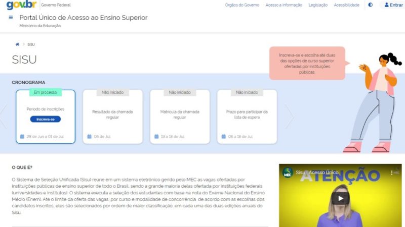 Inscrições para o Sisu começam nesta terça-feira