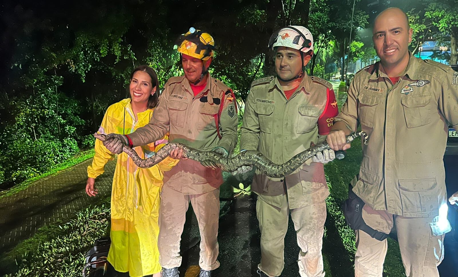 Amma resgata jiboia encontrada no Parque Flamboyant