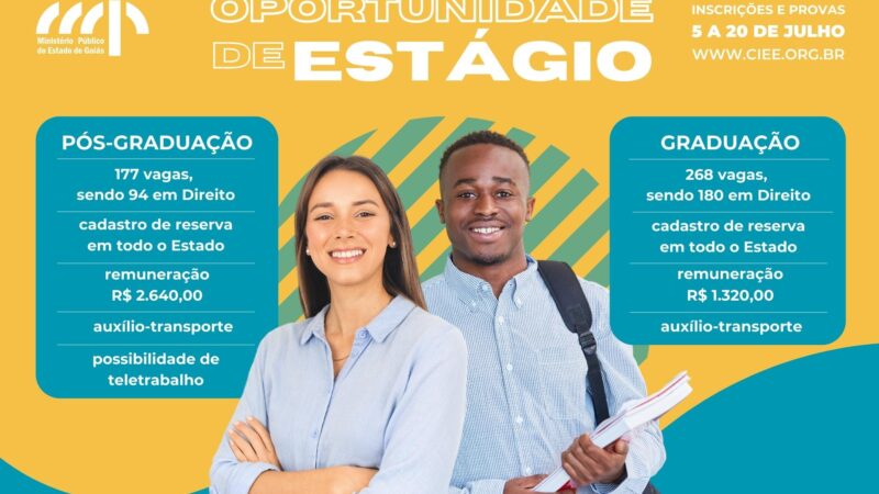 Abertas inscrições e provas para 445 vagas de estágio no MPGO
