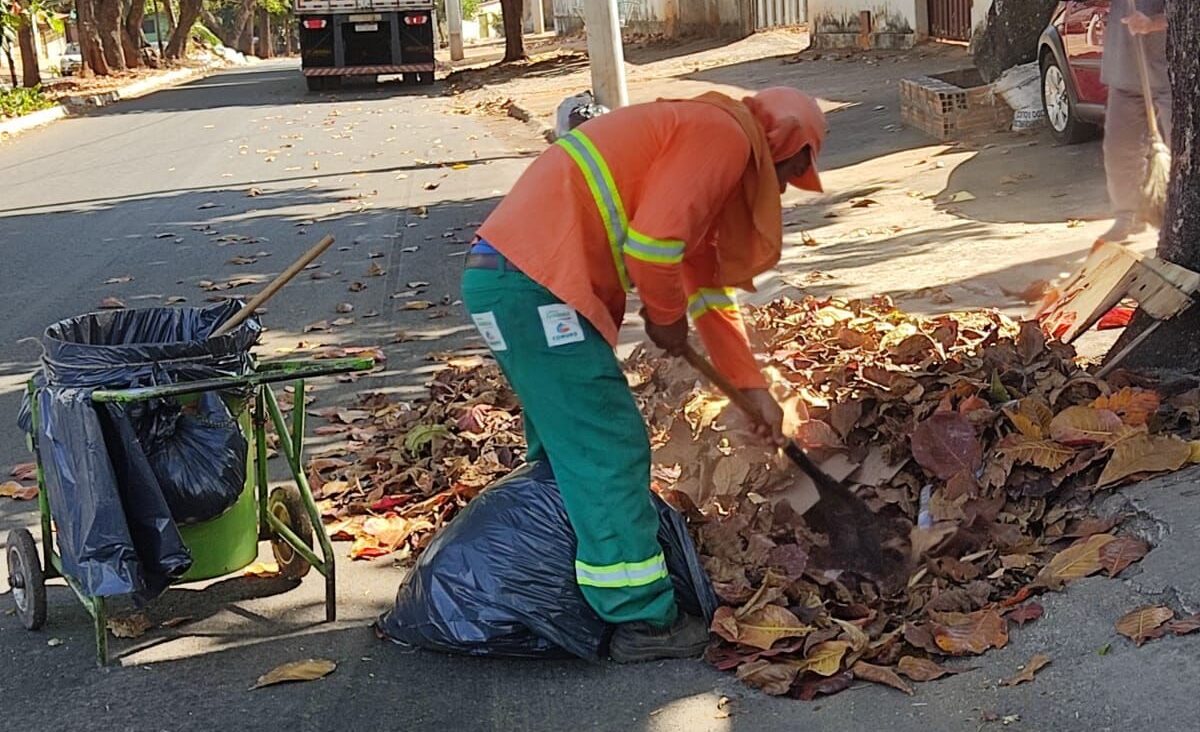 Prefeitura de Goiânia realiza serviço de retirada de folhas secas no Parque Atheneu e intensifica varrição em 150 circuitos nesta quarta-feira (02/08)